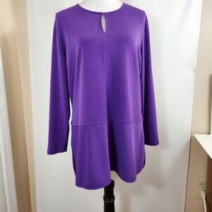 Ralph‎ Lauren Womens XL Purple Keyhole Neck Long Sleeve Tunic Top Office Blouse